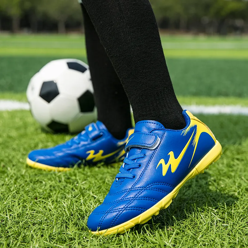 Binary Breathable Coverage Support Lightweight Rebound Soccer Shoes Women's Blue-7