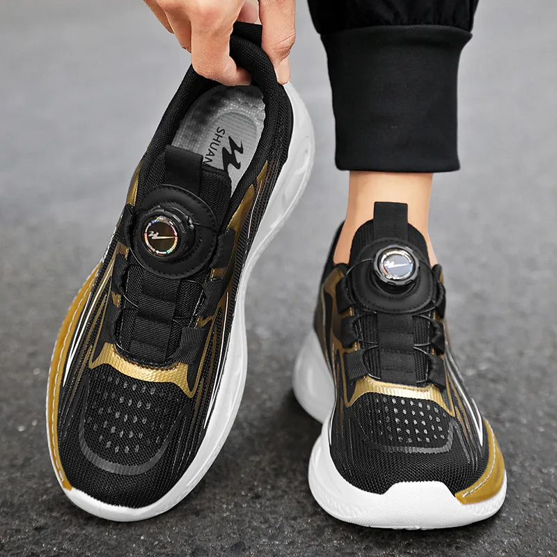 Binary Low Top Running Shoes Men's Black Gold-6