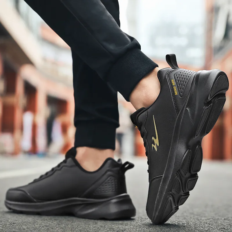 Binary Low Top Running Shoes Men's Black Gold-4