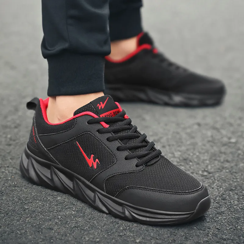 Binary Low Top Running Shoes Men's Black Red-11