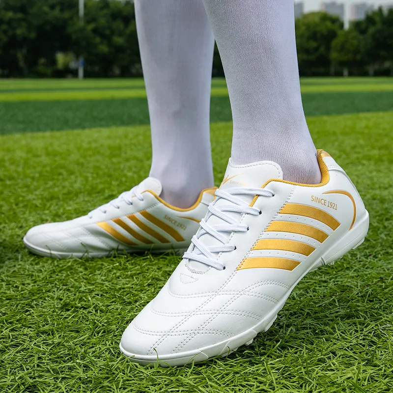 Binary TF Turf Shock Absorbers Slip Resistant, Abrasion Resistant, Lightweight Soccer Shoes Unisex White Gold-12