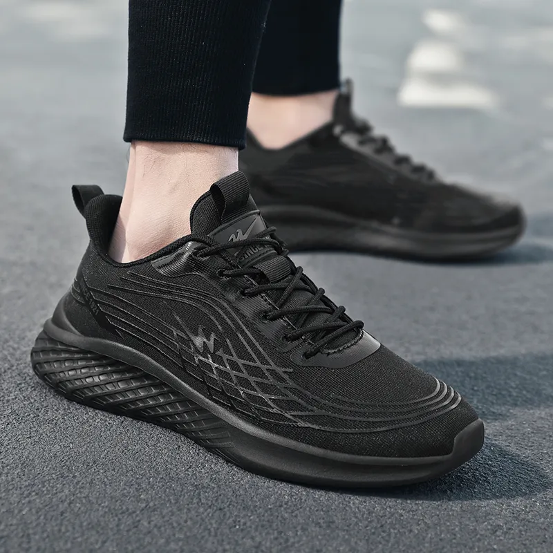 Binary Low Top Running Shoes Men's Black Warrior-6