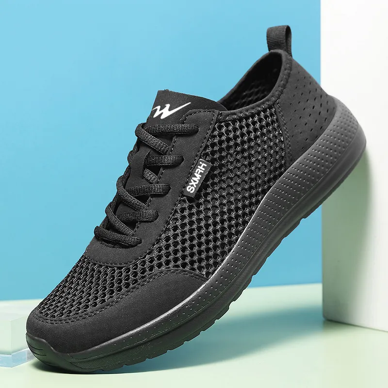 Binary Cushioning Slip Resistant Breathable Lightweight Rebound Low Top Running Shoes Men's Black Warrior-4