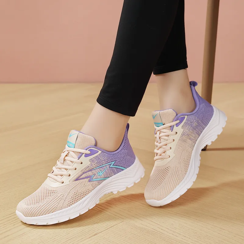 Binary Cushioning, Lightweight, Breathable, Slip Resistant Low Top Casual Shoes Women's Purple Pink-3