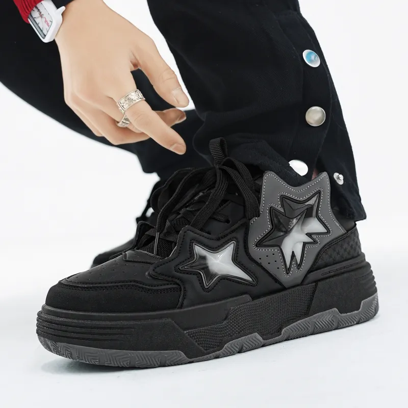 Binary Waterproof, Abrasion Resistant, Breathable, Height Increasing Low Top Skateboard Shoes Unisex Black White-8