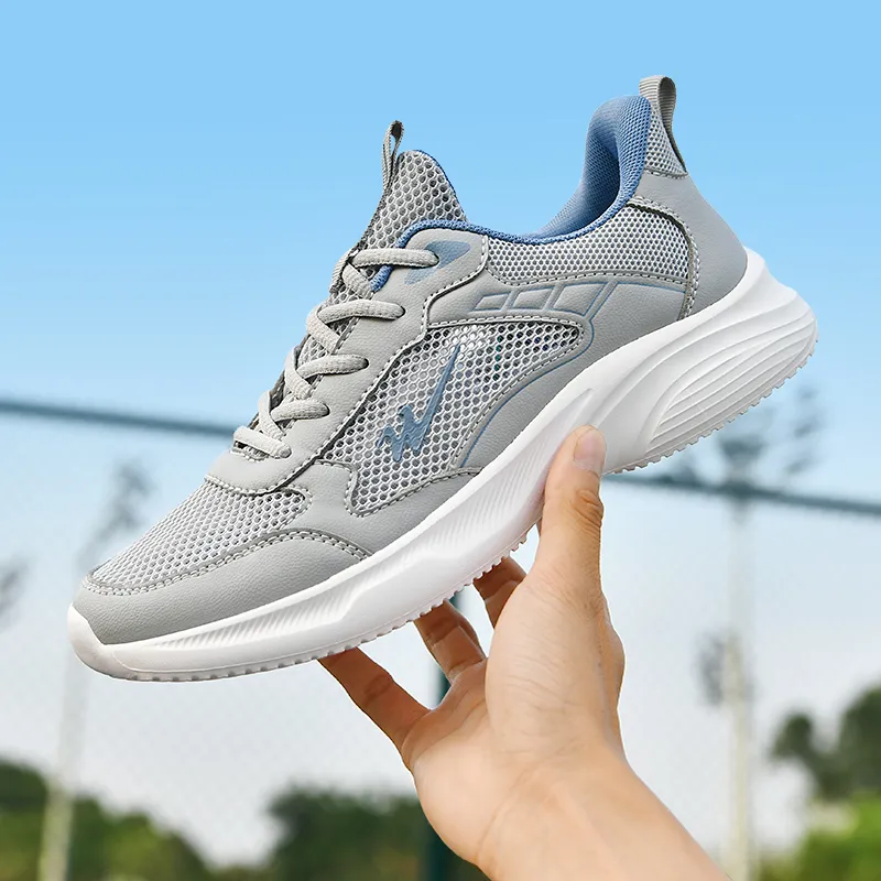 Binary Cushioning, Lightweight, Breathable, Slip Resistant Low Top Running Shoes Men's Gray-5