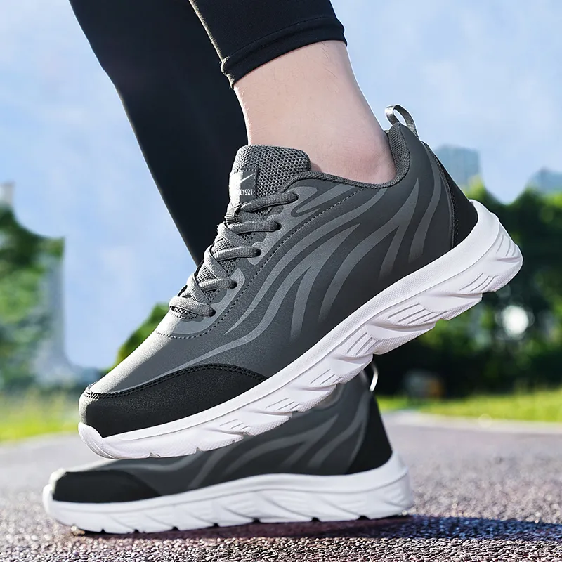 Binary Cushioning, Rebound, Lightweight, Anti slip Low Top Running Shoes Men's Gray-4