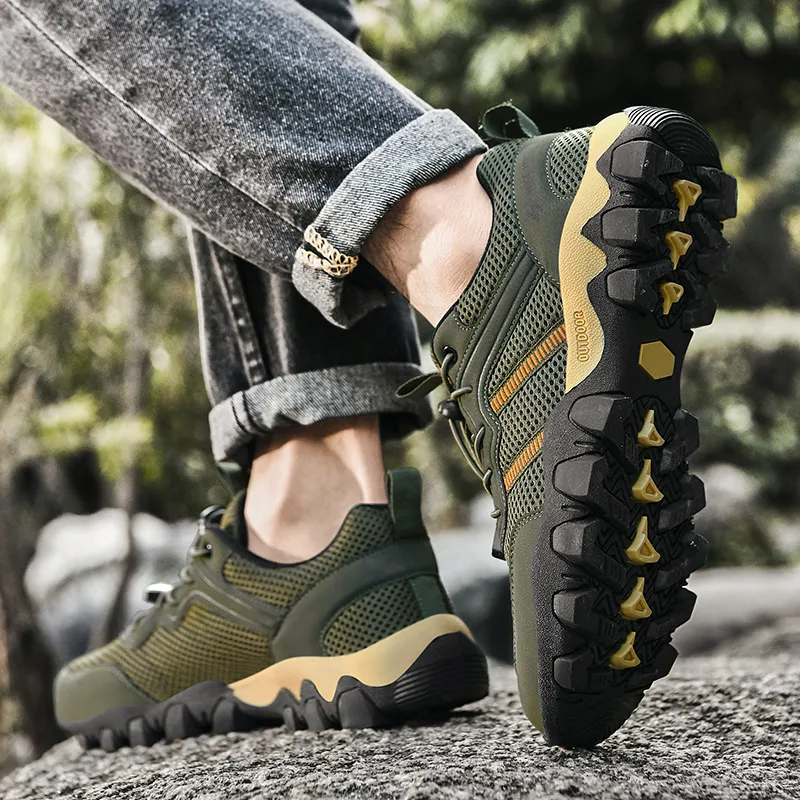 Binary Shock Absorbing, Non Slip, Wear Resistant, Breathable And Lightweight Low Top Outdoor Shoes Men's Army Green-8