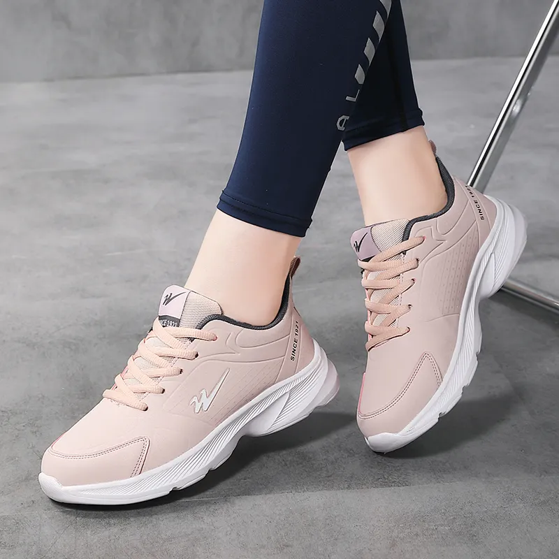 Binary Cushioning Height Increasing Lightweight Slip Resistant Low Top Casual Running Shoes Women's Pink-8