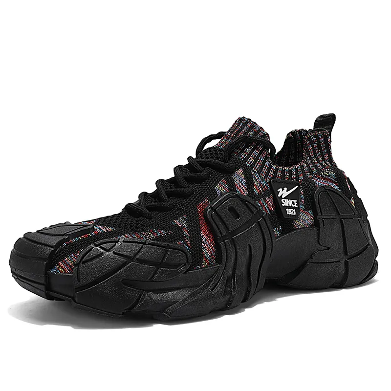 Binary Abrasion Resistant Slip Resistant Low Top Chunky Sneakers Men's Multicolor Black-1