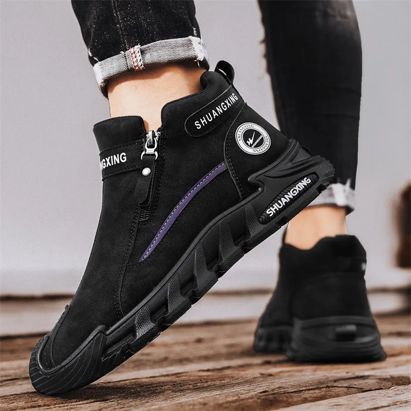 Binary Work Boots Men High Top Black-5
