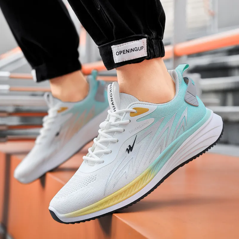 Binary Shock Absorbing, Non Slip, Wear Resistant, Breathable And Lightweight Low Top Running Shoes Men's White Green-10