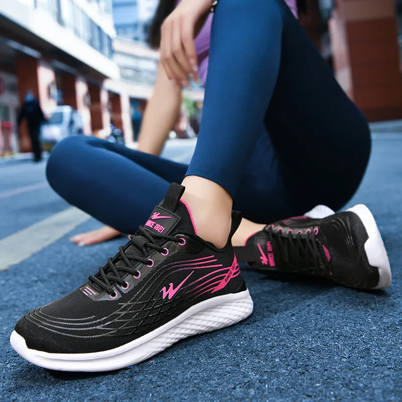 Binary Sports Running Shoes Women's Black Rose Red-4