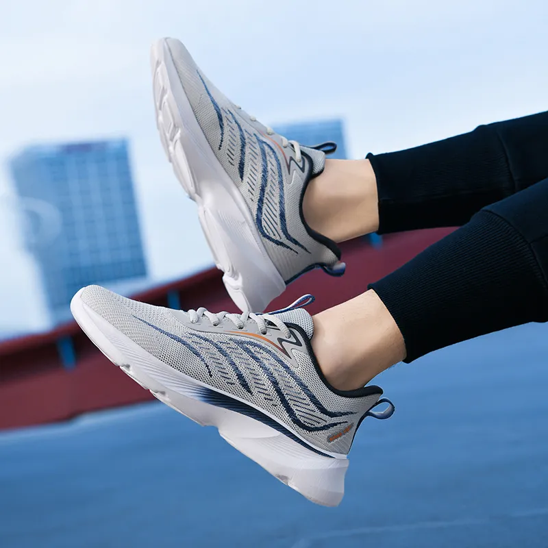 Binary Cushioning Anti Slip And Wear Resistant Breathable Support Low Top Running Shoes Men's Gray-6