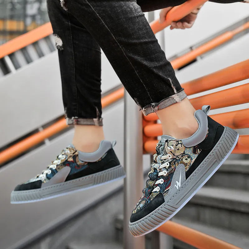 Binary Low Top Skateboard Shoes Men's Gray-7