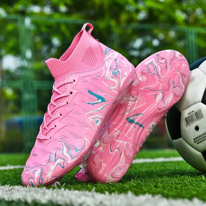 Binary FG Firm Ground Cushioning Abrasion Resistant Lightweight Slip Resistant Soccer Shoes Unisex Rose Pink-4