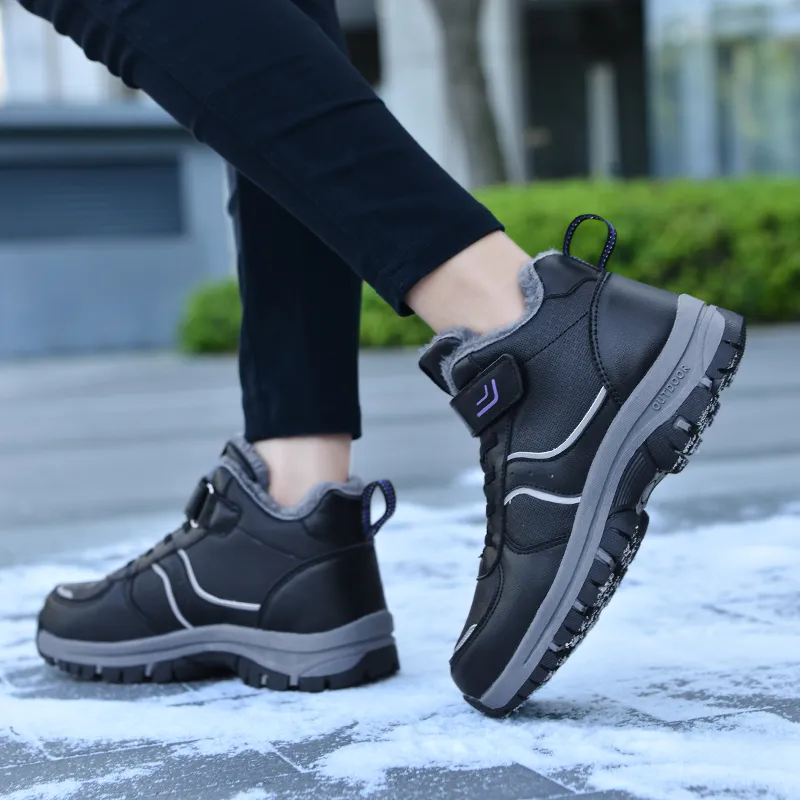Binary Slip Resistant, Abrasion Resistant, Height Adjustable, Thermal High Top Casual Shoes Women's Black Purple-8