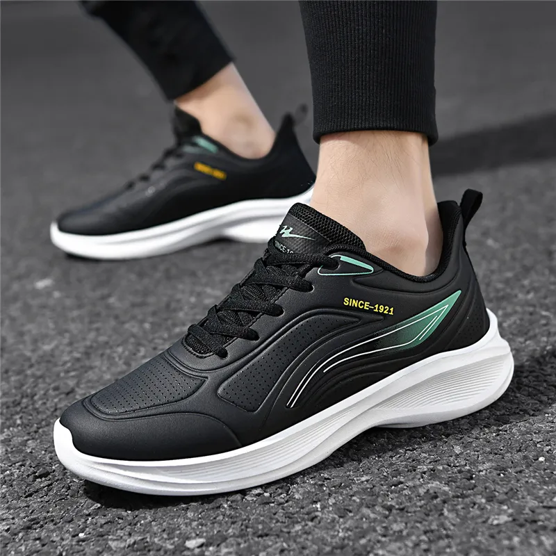 Binary Cushioning Lightweight Low Top Casual City Commute Training Running Shoes Men's Black White-4