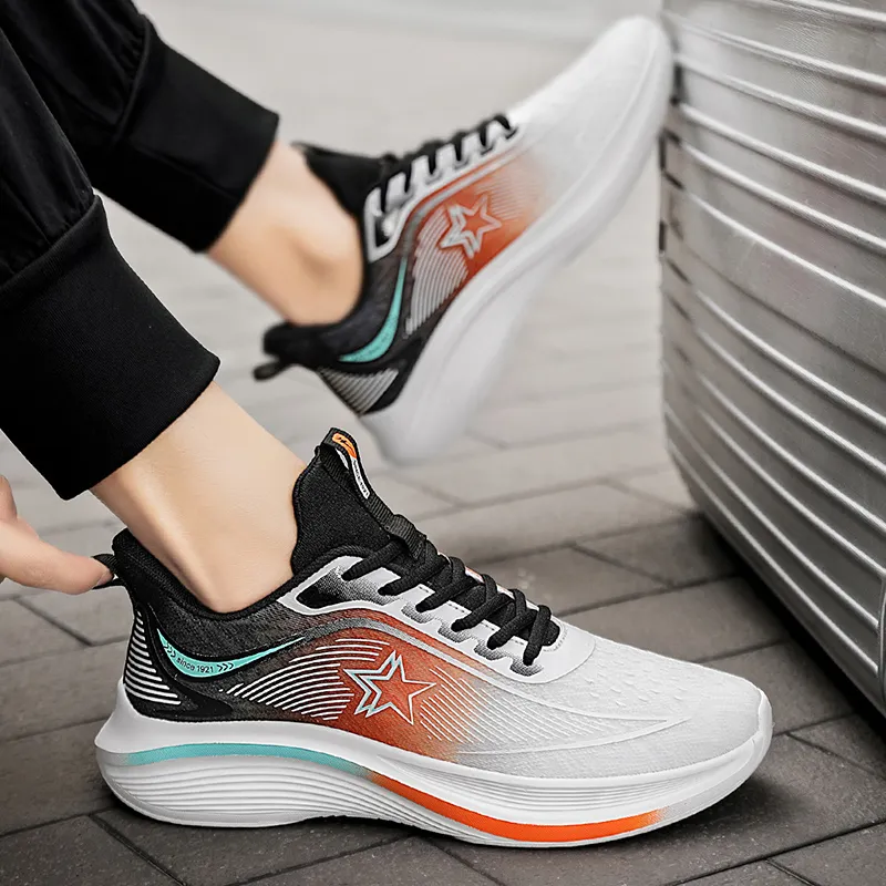 Binary Running Shoes Men Low Top Orange/Blue-6
