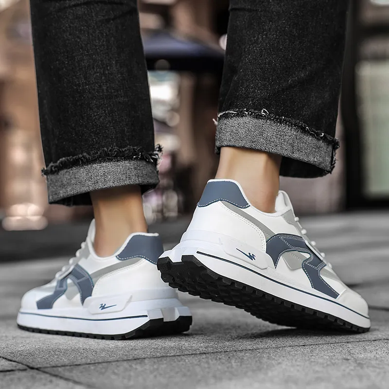 Binary Casual Shoes Men Low Top Dark Blue/Gray-5