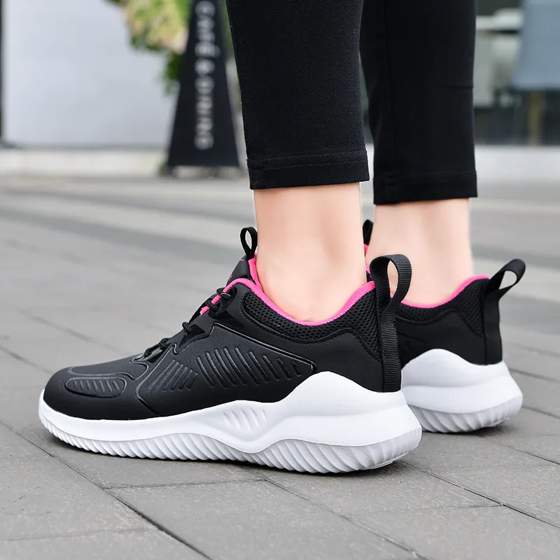 Binary Low Top Running Shoes Women's Black Rose Red-9