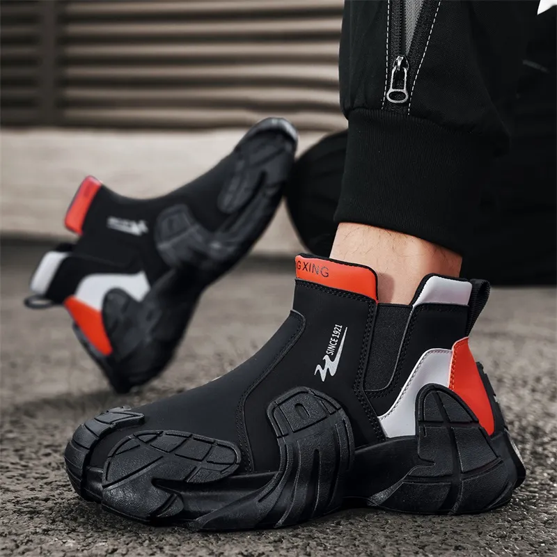 Binary Shock Absorbers With Slip Resistant And Abrasion Resistant Properties High Top Outdoor Shoes Men's Black-5