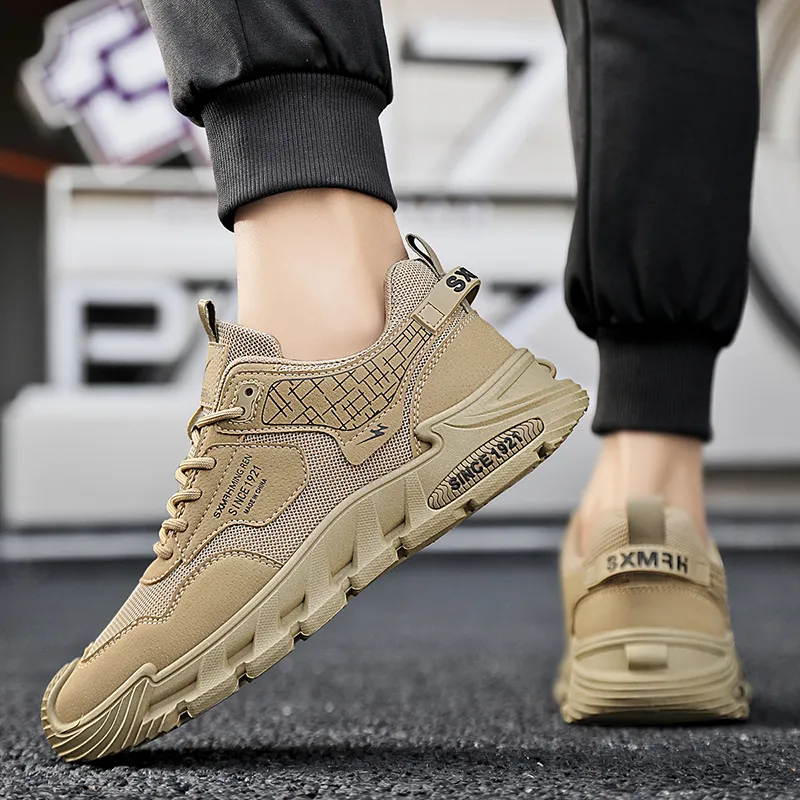 Binary Lightweight Height Increasing Rebound Low Top Casual Shoes Men's Khaki-10
