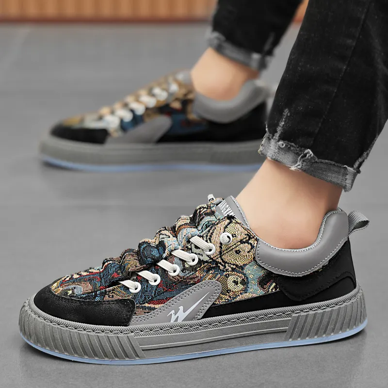 Binary Low Top Skateboard Shoes Men's Gray-8