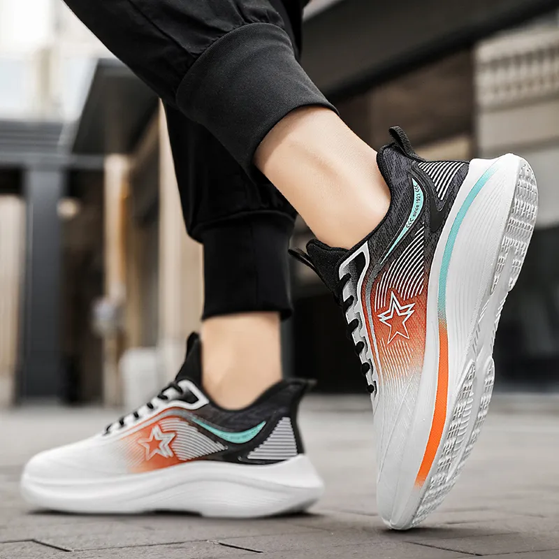 Binary Running Shoes Men Low Top Orange/Blue-4