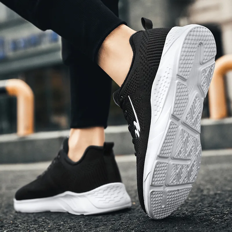 Binary Low Top Running Shoes Men's Black White-8