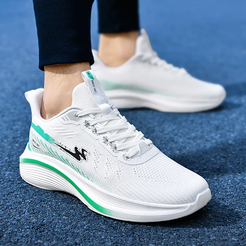 Binary Running Shoes Men Low Top White/Green-9