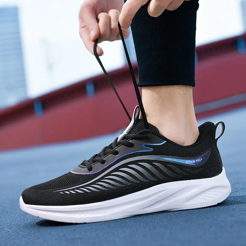 Binary Cushioning Rebound Lightweight Breathable Slip Resistant Low Top Running Shoes Men's Black-5