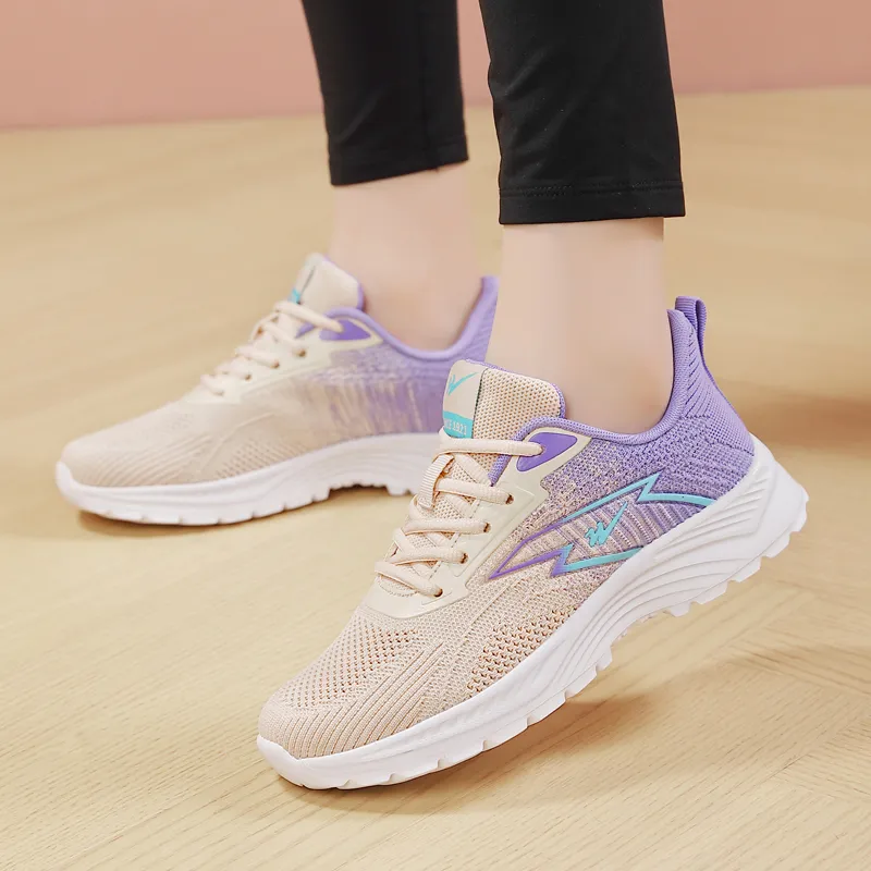Binary Cushioning, Lightweight, Breathable, Slip Resistant Low Top Casual Shoes Women's Purple Pink-4