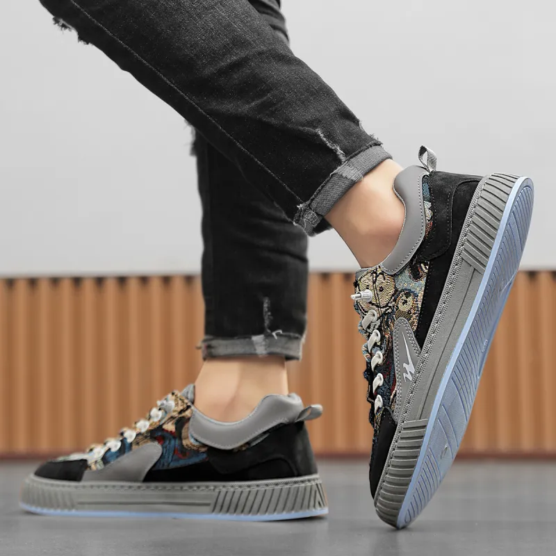 Binary Low Top Skateboard Shoes Men's Gray-9