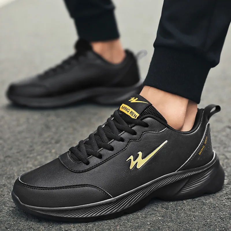 Binary Low Top Running Shoes Men's Black Gold-3