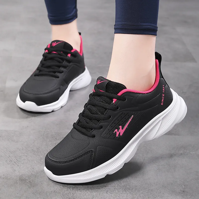 Binary Low Top Running Shoes Women's Black Rose Red-7