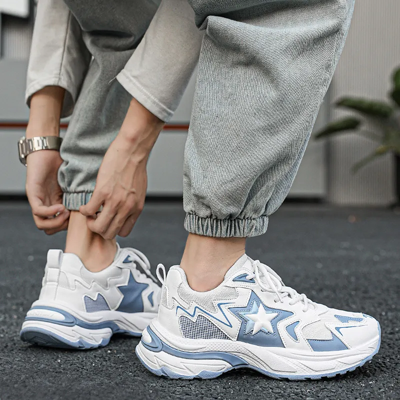 Binary Low Top Chunky Sneakers Men's White Blue-9