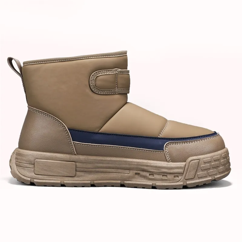 Binary Thermal Abrasion Resistant Slip Resistant Short Snow Boots Men's Khaki-1