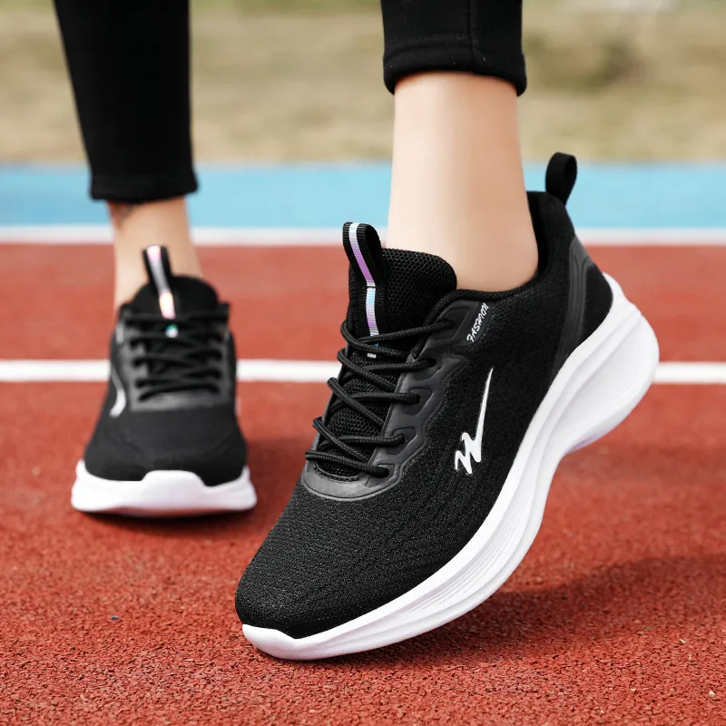 Binary Cushioning, Lightweight, Breathable, Slip Resistant Low Top Running Shoes Women's Black White-4