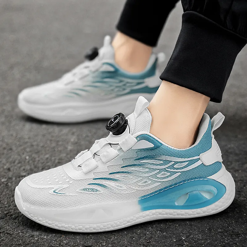 Binary Low Top Running Shoes Men's White Blue-6