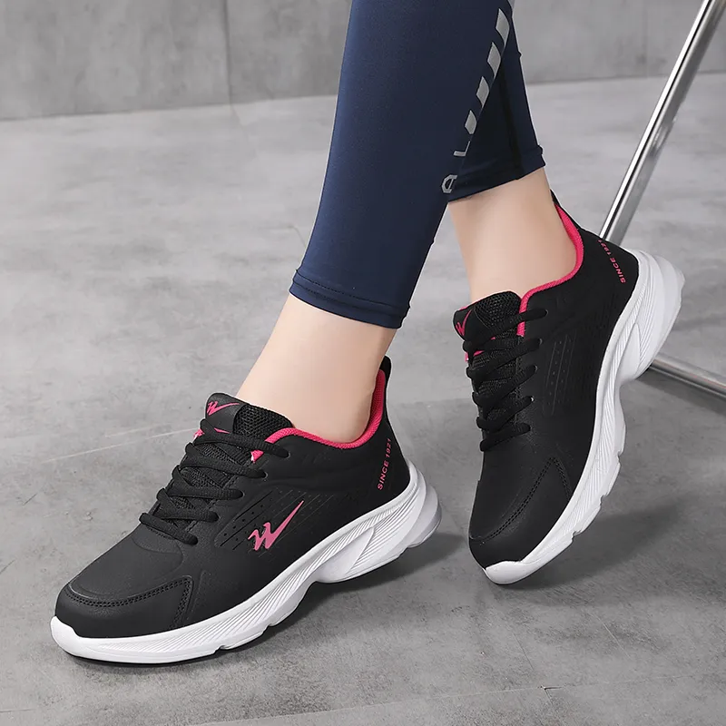 Binary Low Top Running Shoes Women's Black Rose Red-8