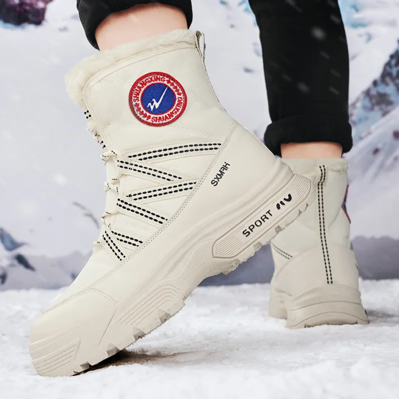 Binary Thermal Abrasion Resistant Slip Resistant Short Snow Boots Unisex White-6