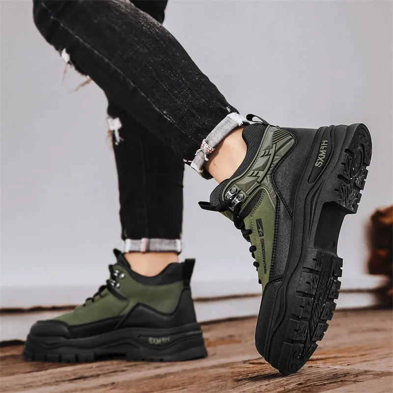 Binary Short Mid Calf Martin Boot Men's Black Green-6