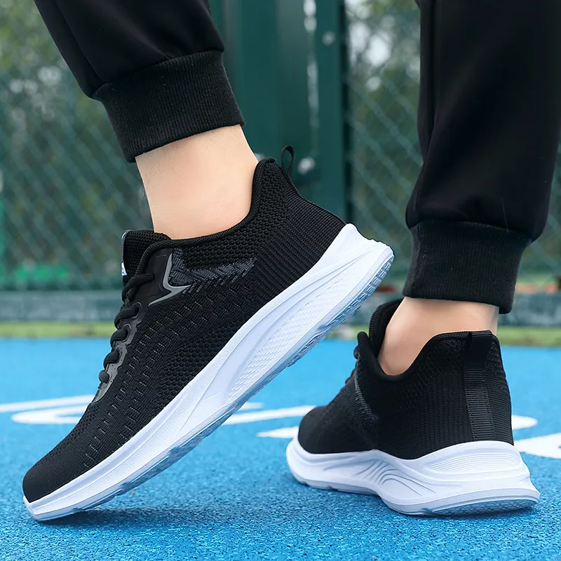 Binary Cushioning Anti Slip Wear Resistant Breathable Lightweight Rebound Low Top Running Shoes Men's Black-10