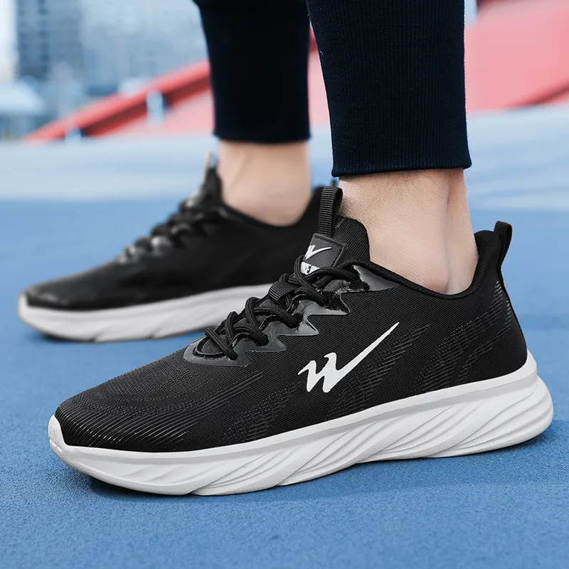 Binary Low Top Running Shoes Men's Black White-3