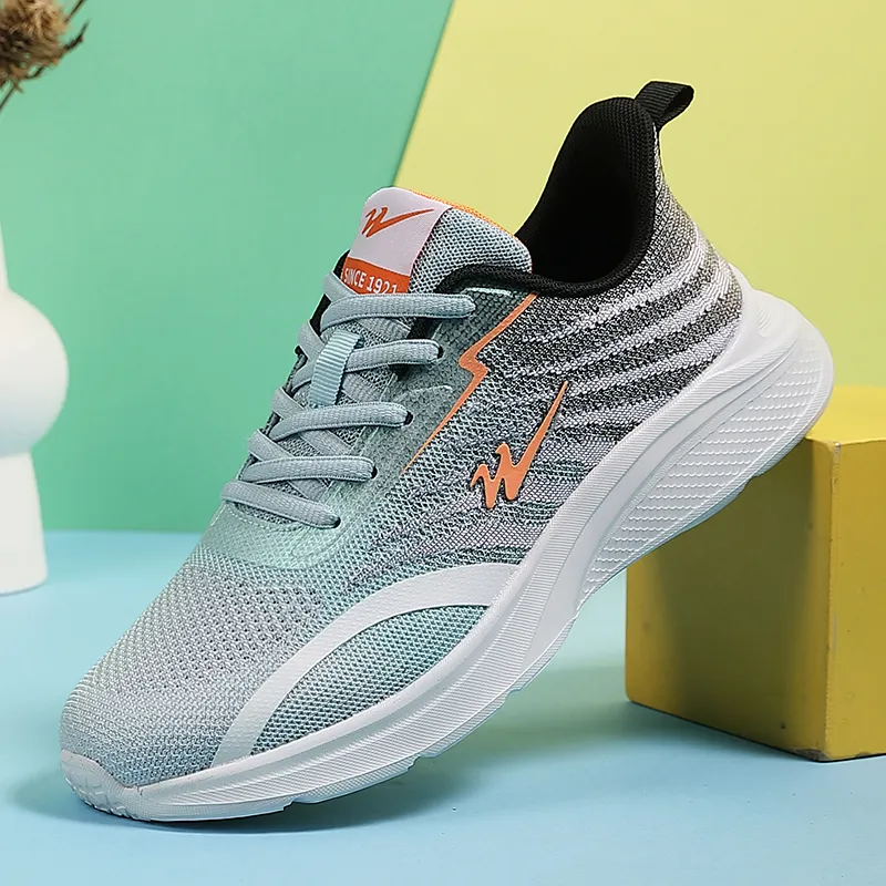 Binary Cushioning, Lightweight, Breathable, Slip Resistant Low Top Casual Running Shoes Women's Gray Moon Orange-4