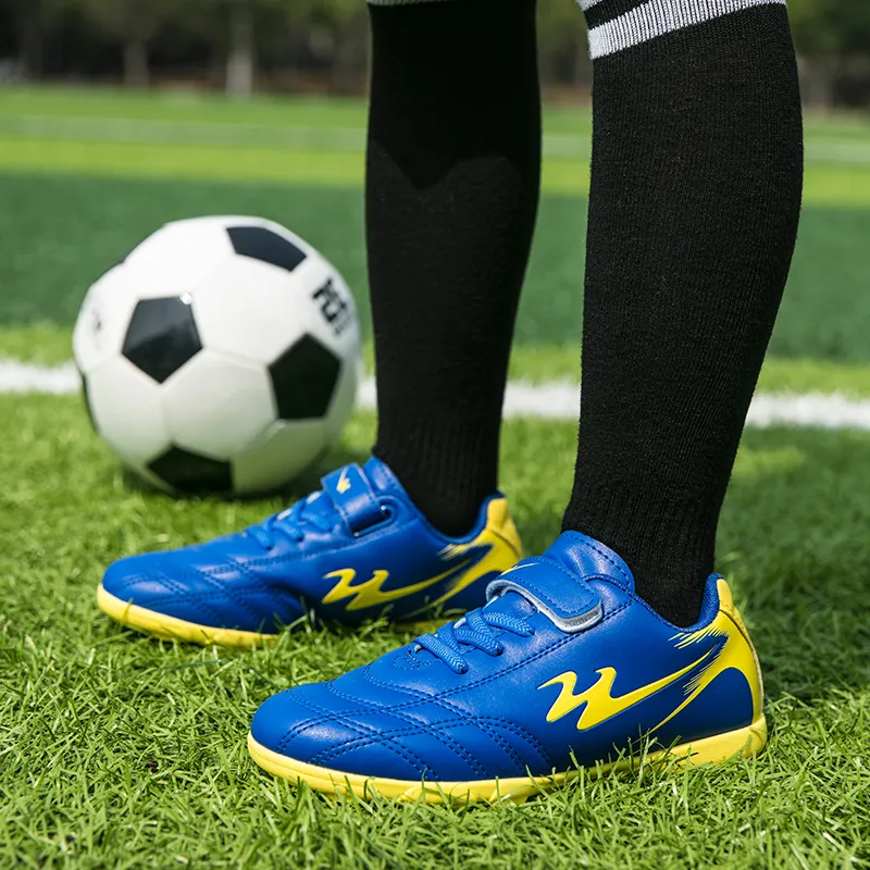 Binary Breathable Coverage Support Lightweight Rebound Soccer Shoes Women's Blue-8