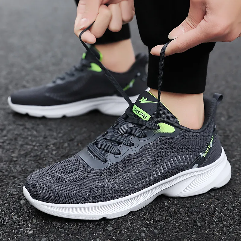 Binary Cushioning Anti-Slip Wear-Resistant Breathable Lightweight Rebound Low-Top Running Shoes Men's Dark Gray-2