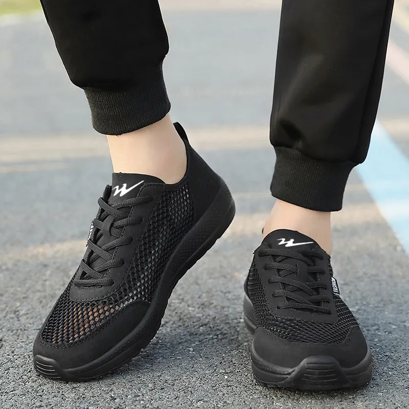 Binary Cushioning Slip Resistant Breathable Lightweight Rebound Low Top Running Shoes Men's Black Warrior-2