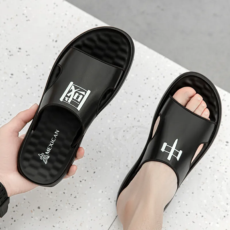 MEXICAN EVA Slip Resistant Abrasion Resistant Slide Slippers Men's Black-4